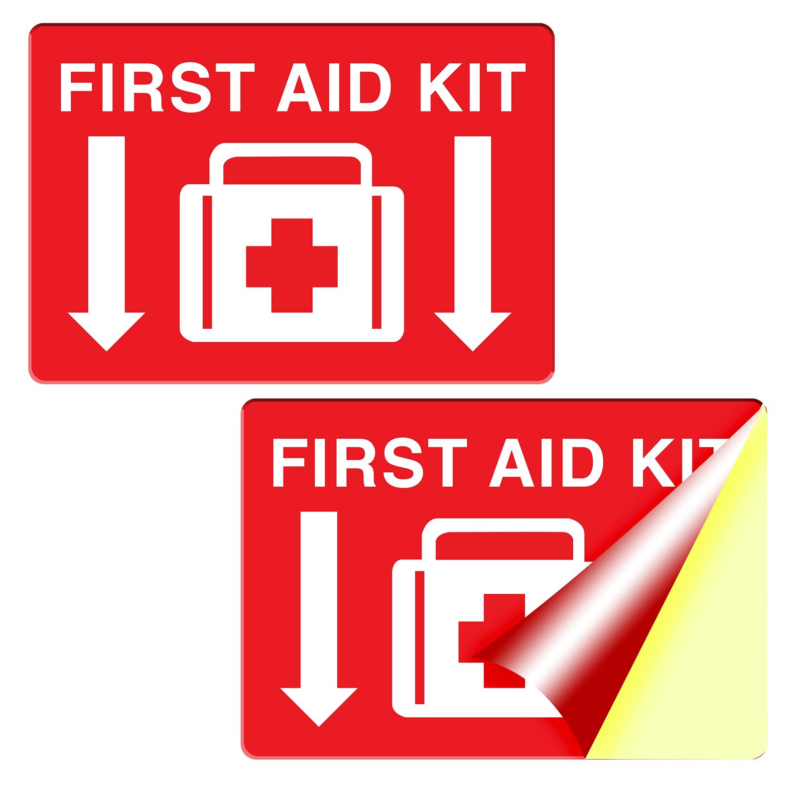 First Aid Sticker, 10&Prime;x 7&Prime;, 2 Pack, Durable, Self-Adhesive Vinyl Sticker, Res…
