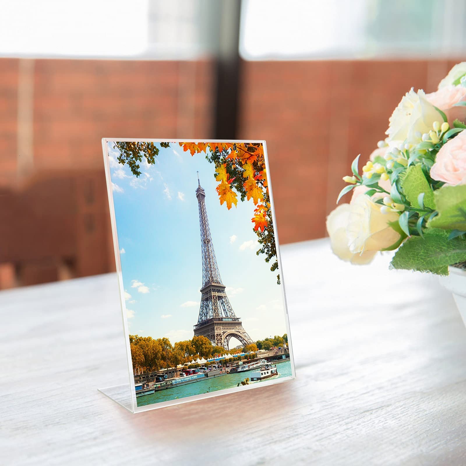 COYMOS Acrylic Sign Holder 6 Pack 8.5×11 Slant Inch (Pack of 6), Clear