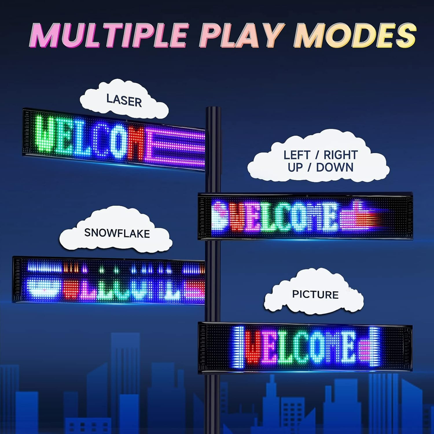 27×5 Multicolor LED Advertising Sign – Bluetooth Control & Customizable Display