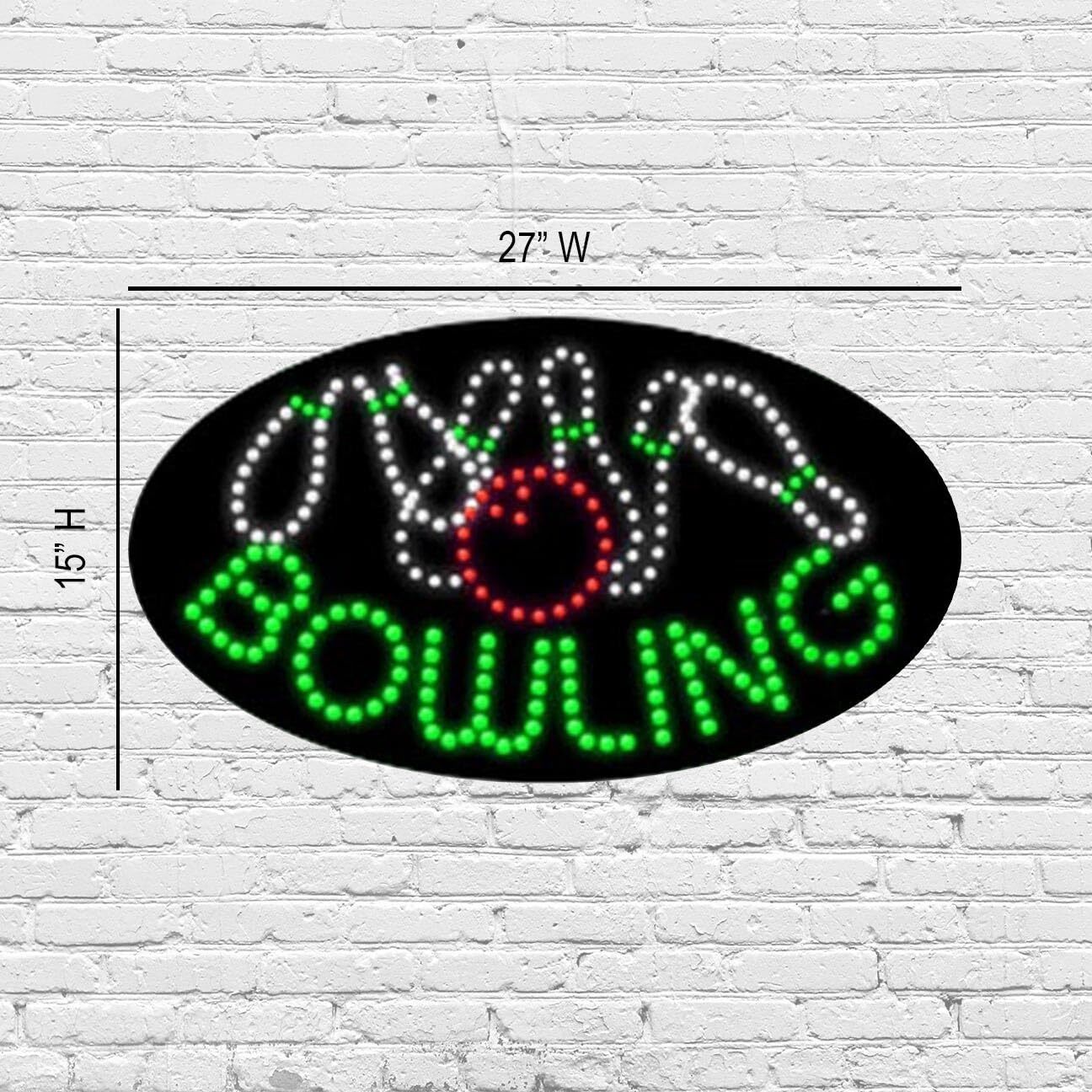 LED Bowling Sign for Retail Displays | Light Up Sign | 15&Prime;H x 27&Prime;W x 2&Prime;D