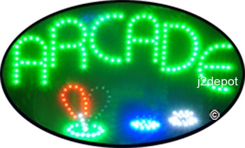 US Seller Animated ARCADE Led Sign neon lighted. Video inside. 21&Prime;x13-1/2&Prime;