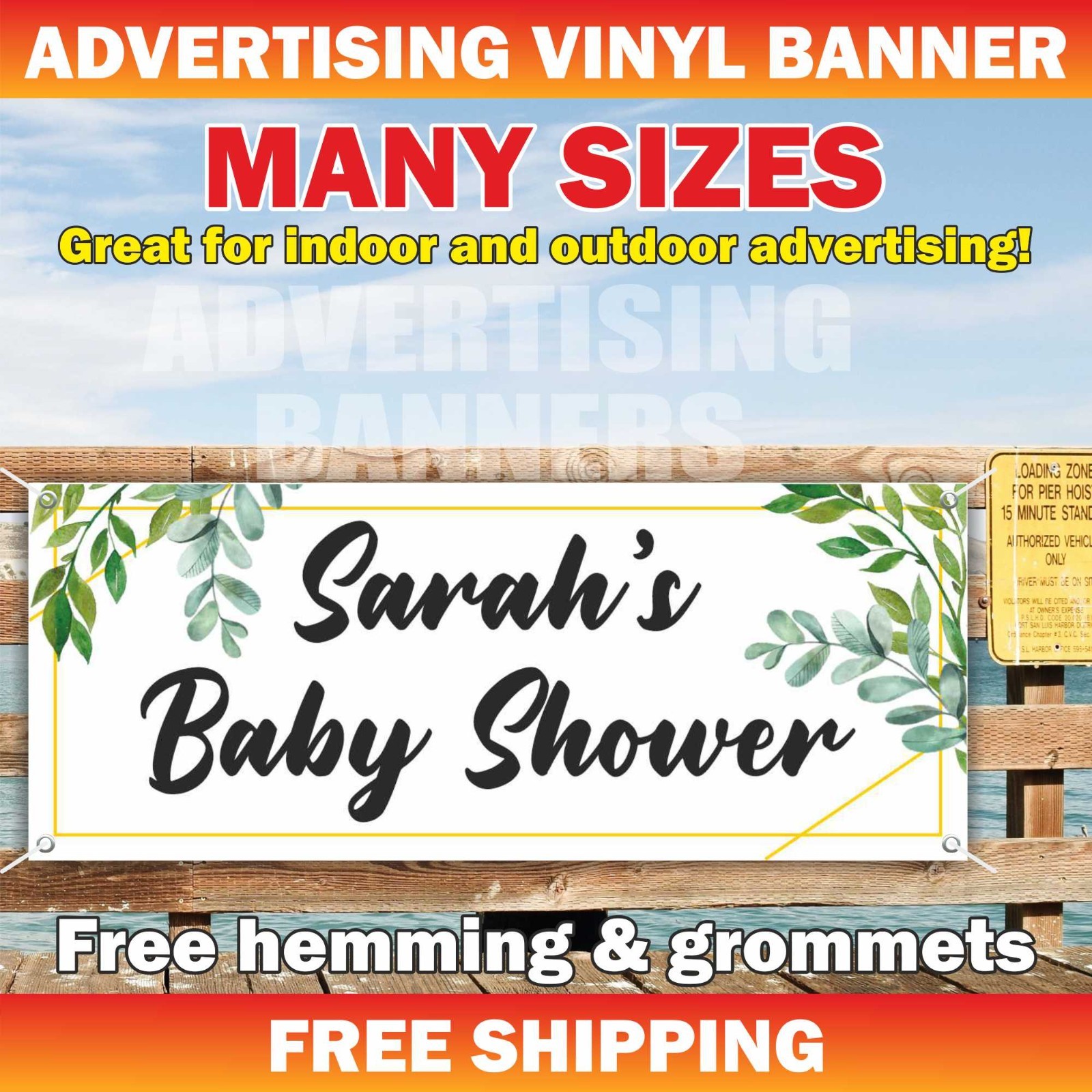 Baby Shower Celebrating Advertising Banner Vinyl Mesh Sign Custom Name Party