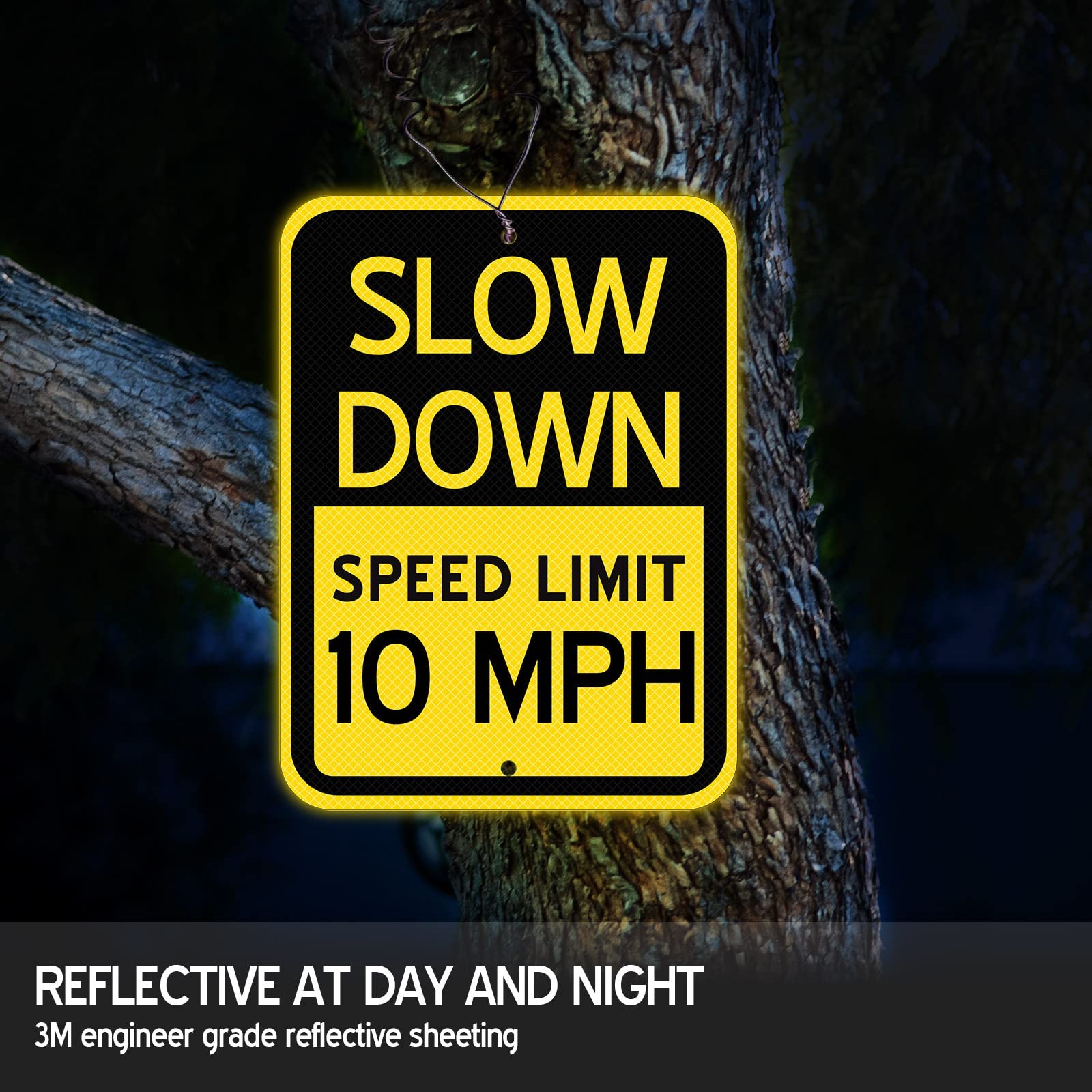 3 Pack 17×12 Inch Slow Down Sign Speed Limit 10 MPH Traffic Sign for Driveway