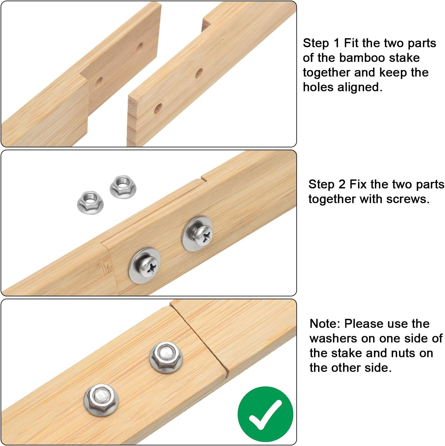 Yard Stake for Sign, 27.5&Prime;/2.3Ft Long Bamboo Stake for Yard Sign, Hardware Inclu