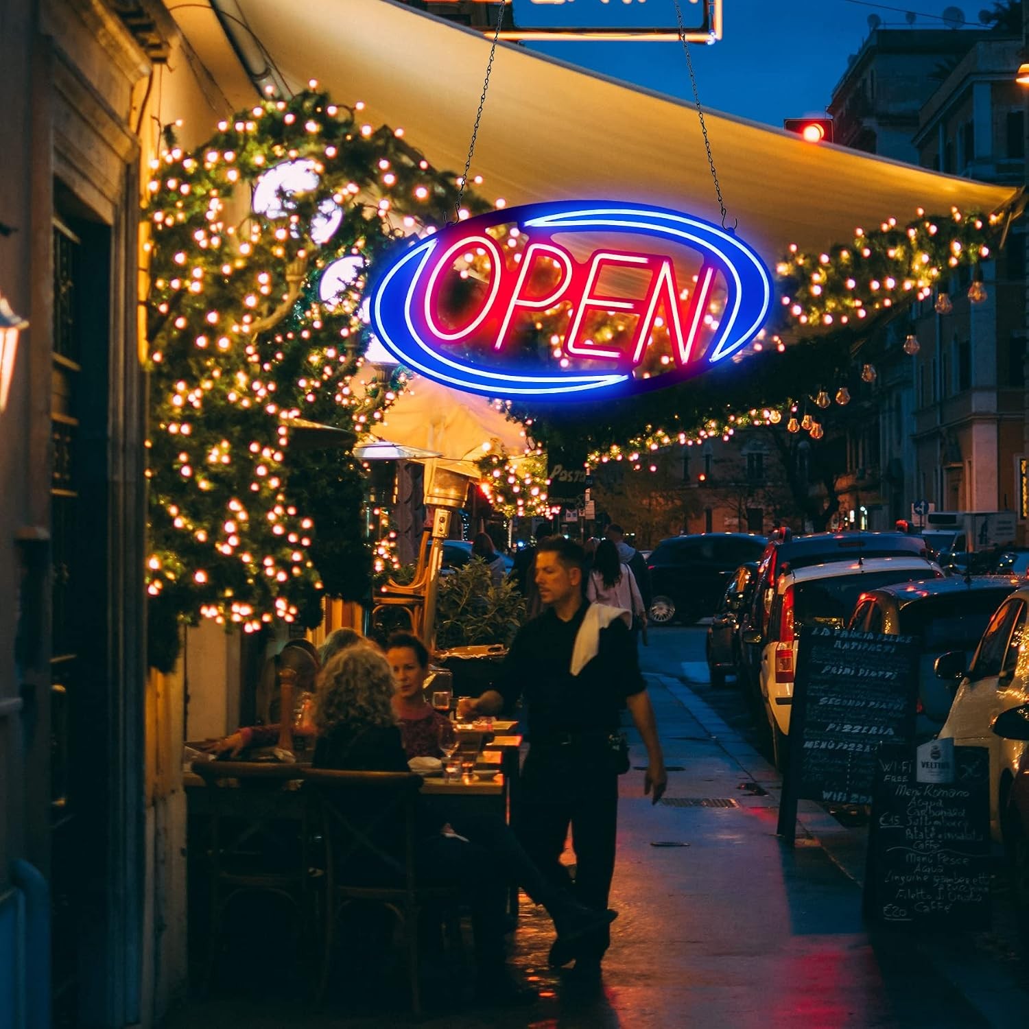 Neon Open Sign 32x16in LED Lighted Remote Flashing Window Store Business