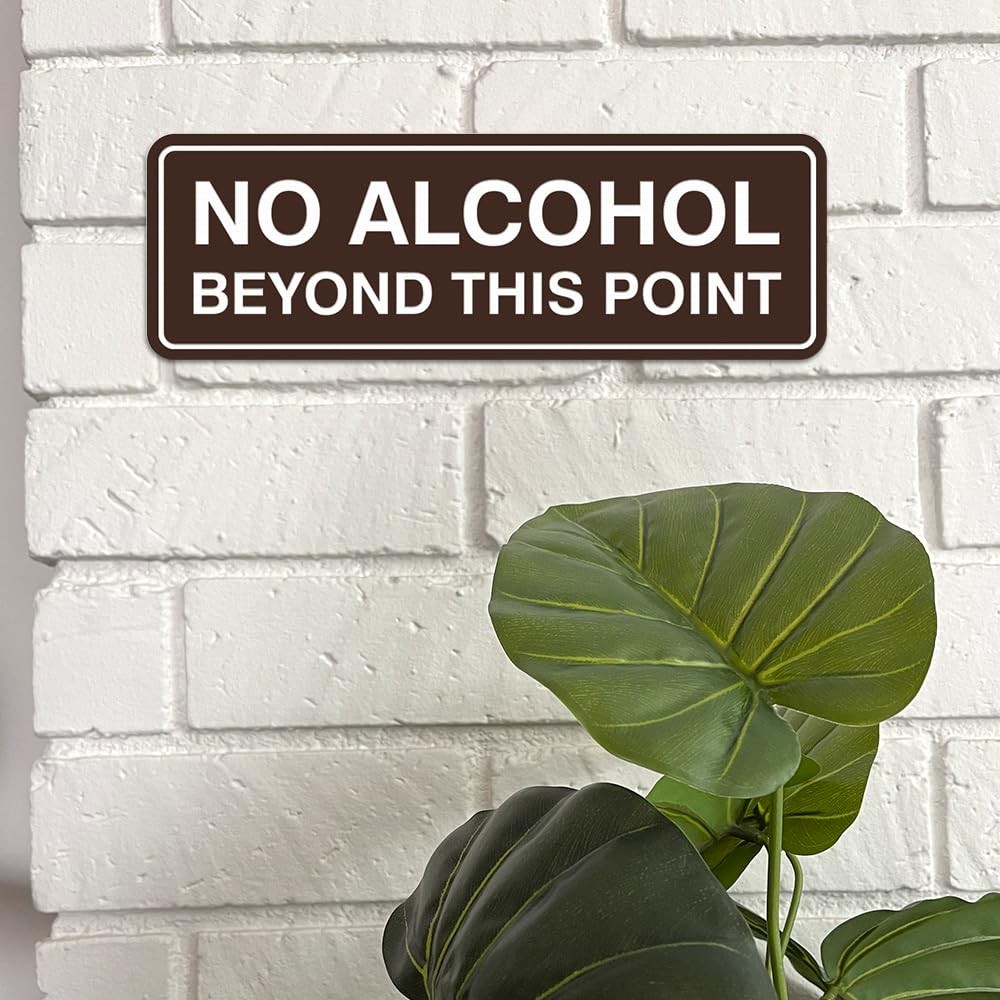 Standard No Alcohol Beyond This Point Sign – Black – Large 3 x 9&Prime;