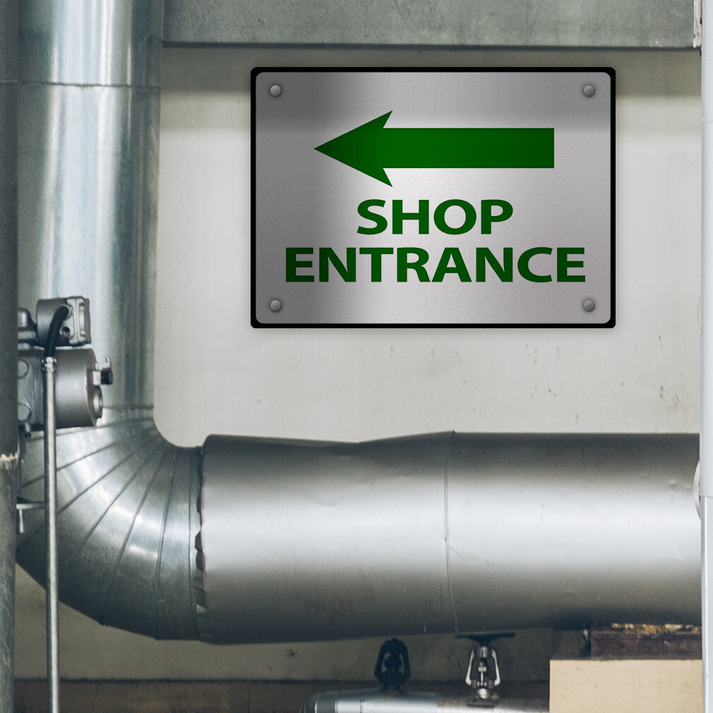 Aluminum Horizontal Metal Sign Shop Entrance Left Directional Acrylic Door