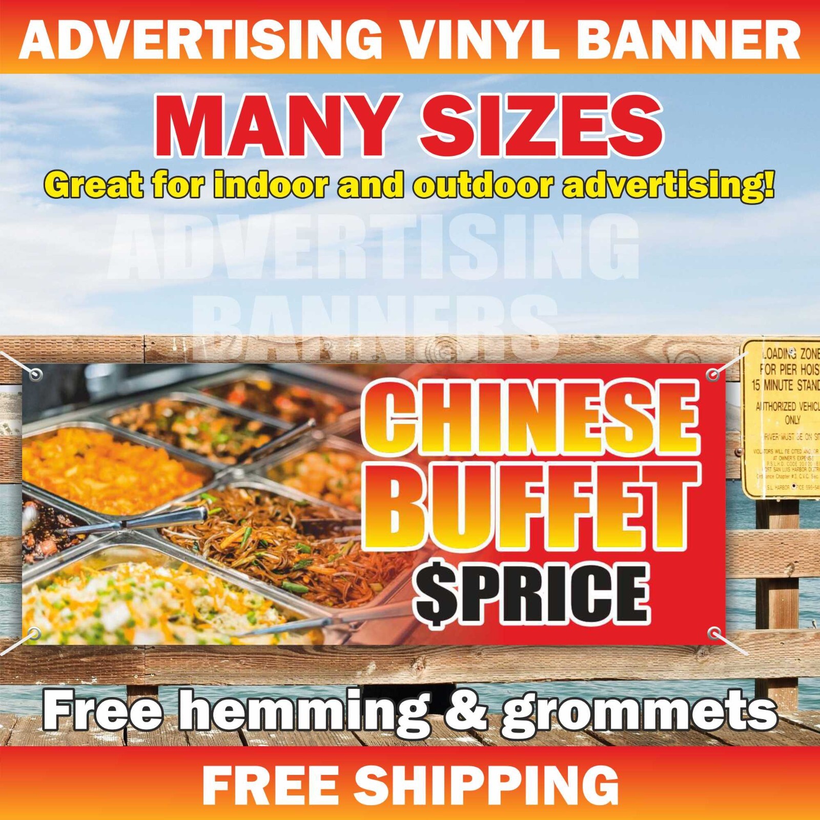 CHINESE BUFFET FOOD CUSTOM PRICE Advertising Banner Vinyl Mesh Sign bar