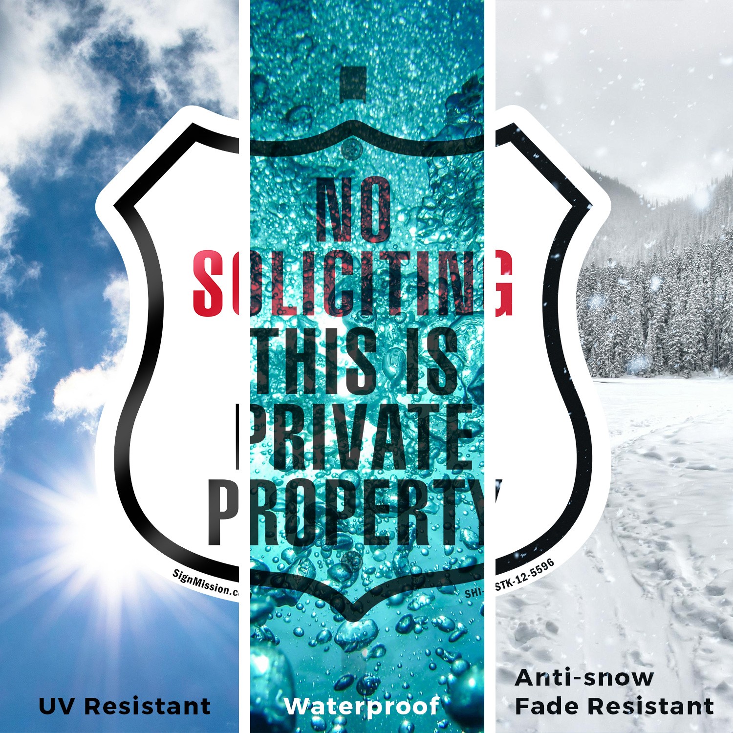 No Soliciting This Is Private Property Shield Shaped Sign With Stake