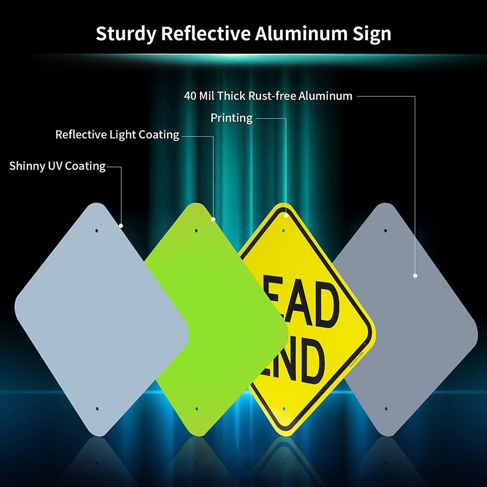 Dead End Sign 12×12 Inch .040 Aluminum Reflective Rust Free Weatherproof