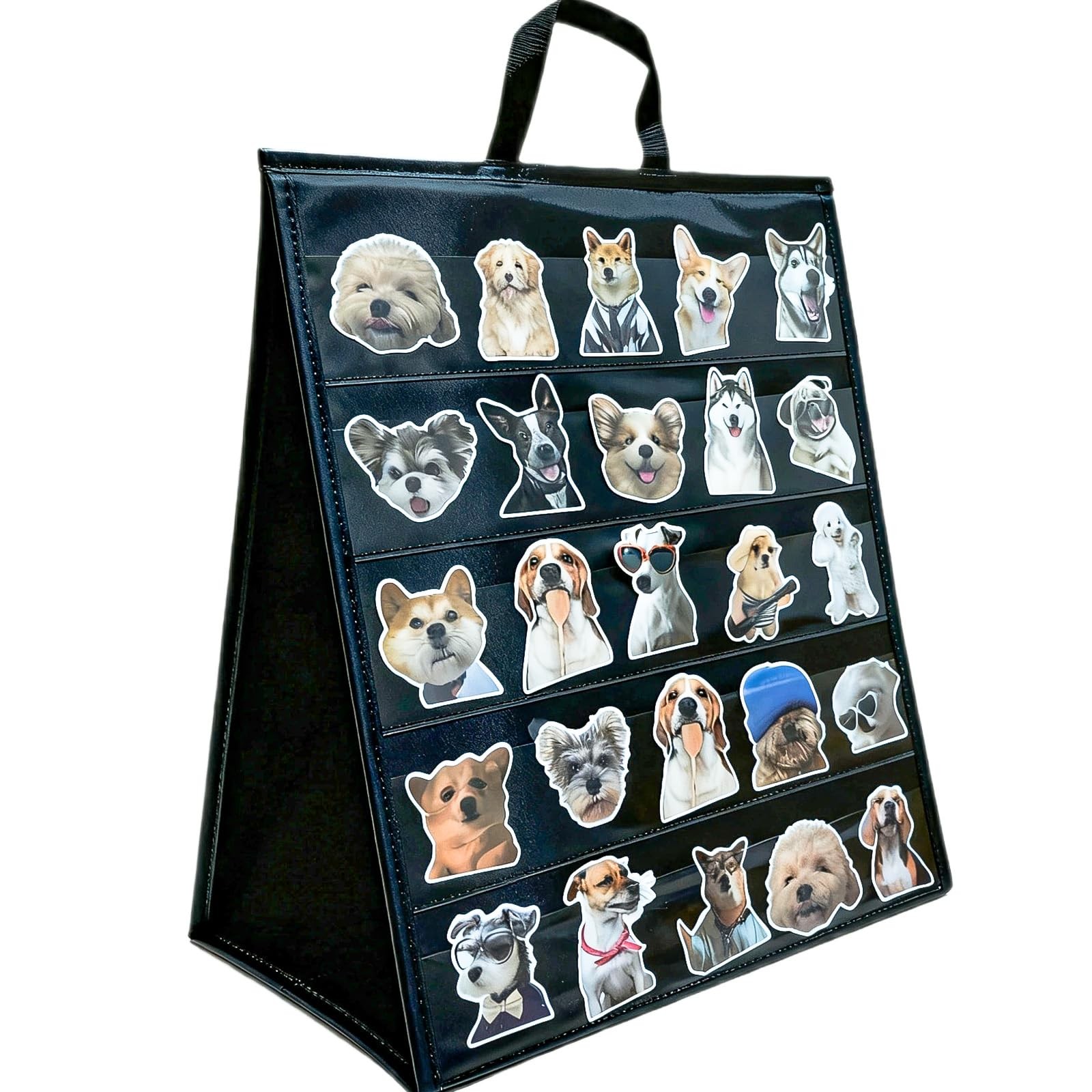 Double Side Sticker Display Stand with Portable Handle, 4&Prime; Large Card black