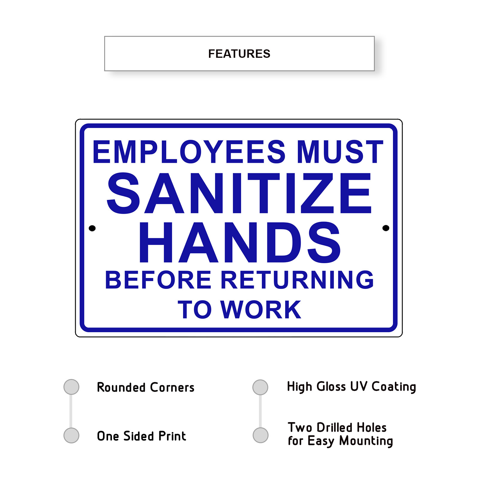 Employees Must Use Sanitizer Before Returning To Work Aluminum Metal Sign