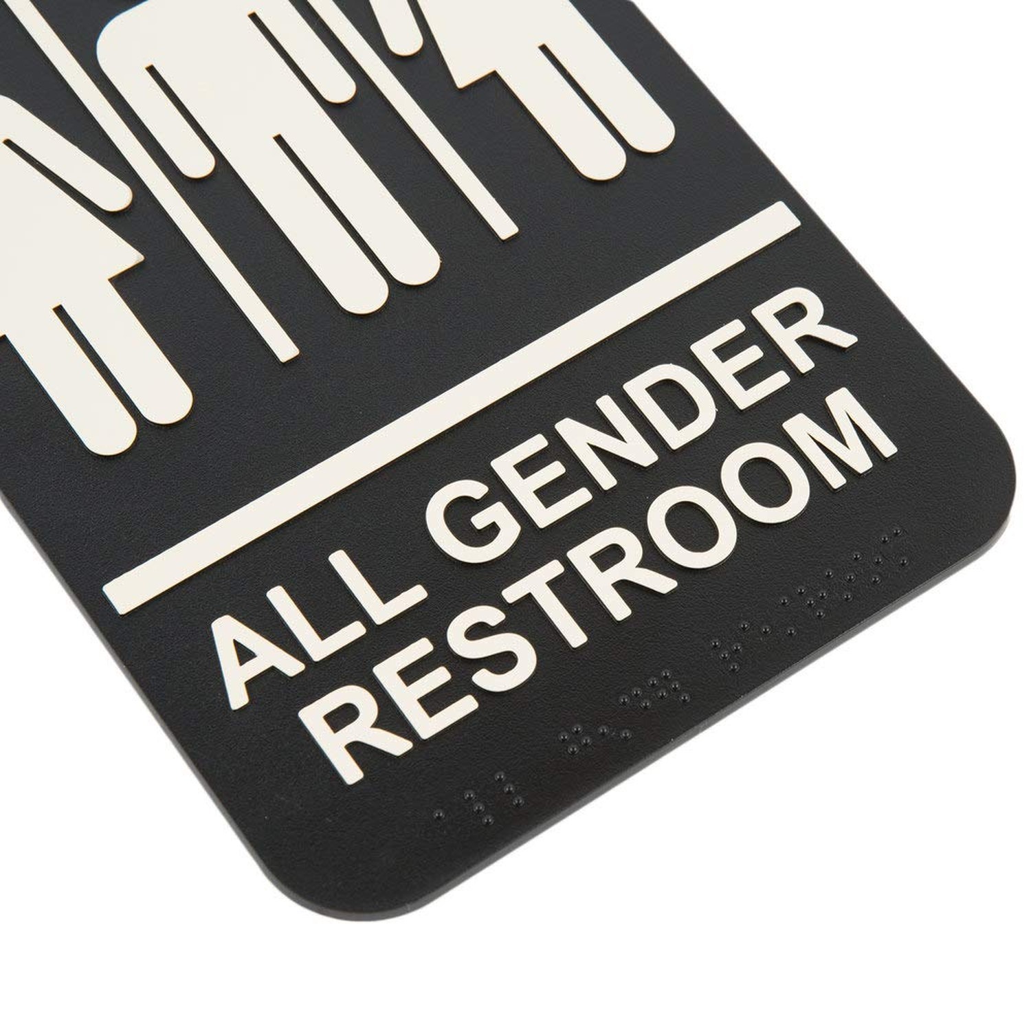 ADA All Gender Adhesive Restroom Toilet Sign with Braille for Business Restau…