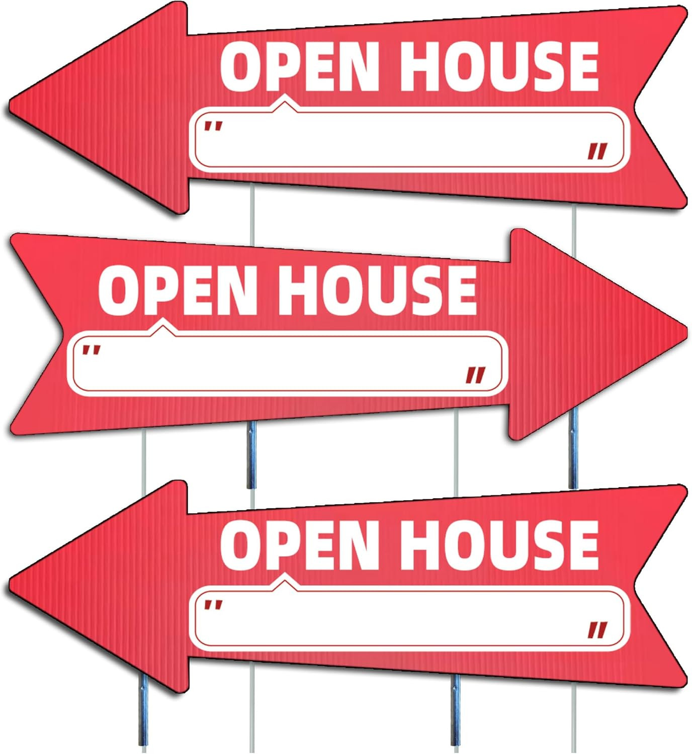 Open House Red Double – Sided Yard Sign with Arrows, 16&Prime; X 5&Prime; Inch, 12 Pcs 13.8&Prime;