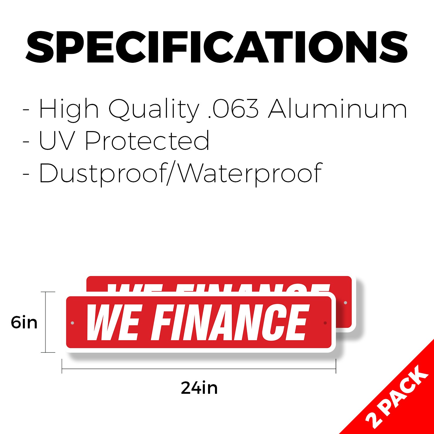 WE FINANCE Street Sign (2 Pack) Metal Plastic dealerships pawn shops car sales