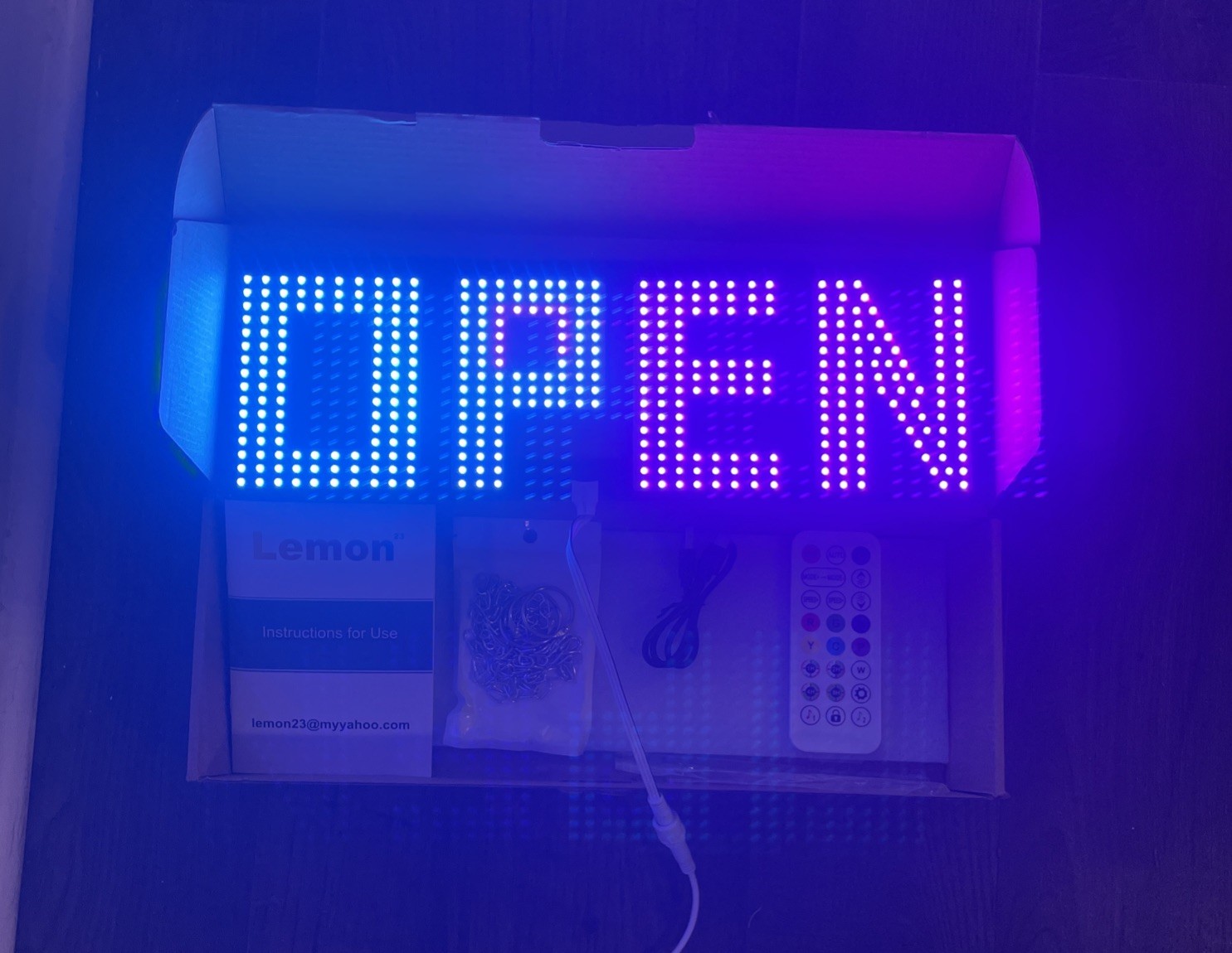 LemonNova 15”x5” LED Open Sign Window Display with Chain & Remote w/ APP