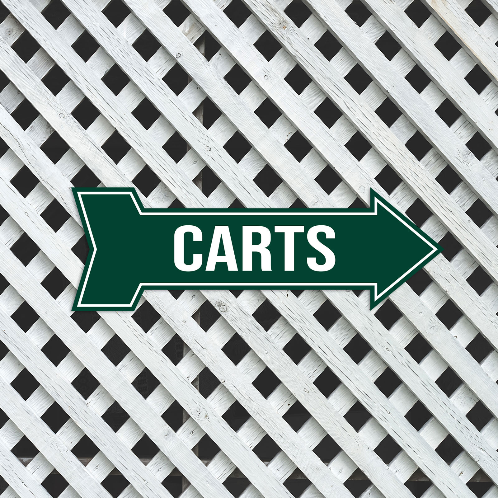 Arrow Shape Carts 12×4&Prime; Wall or Door Sign | Golf Signage