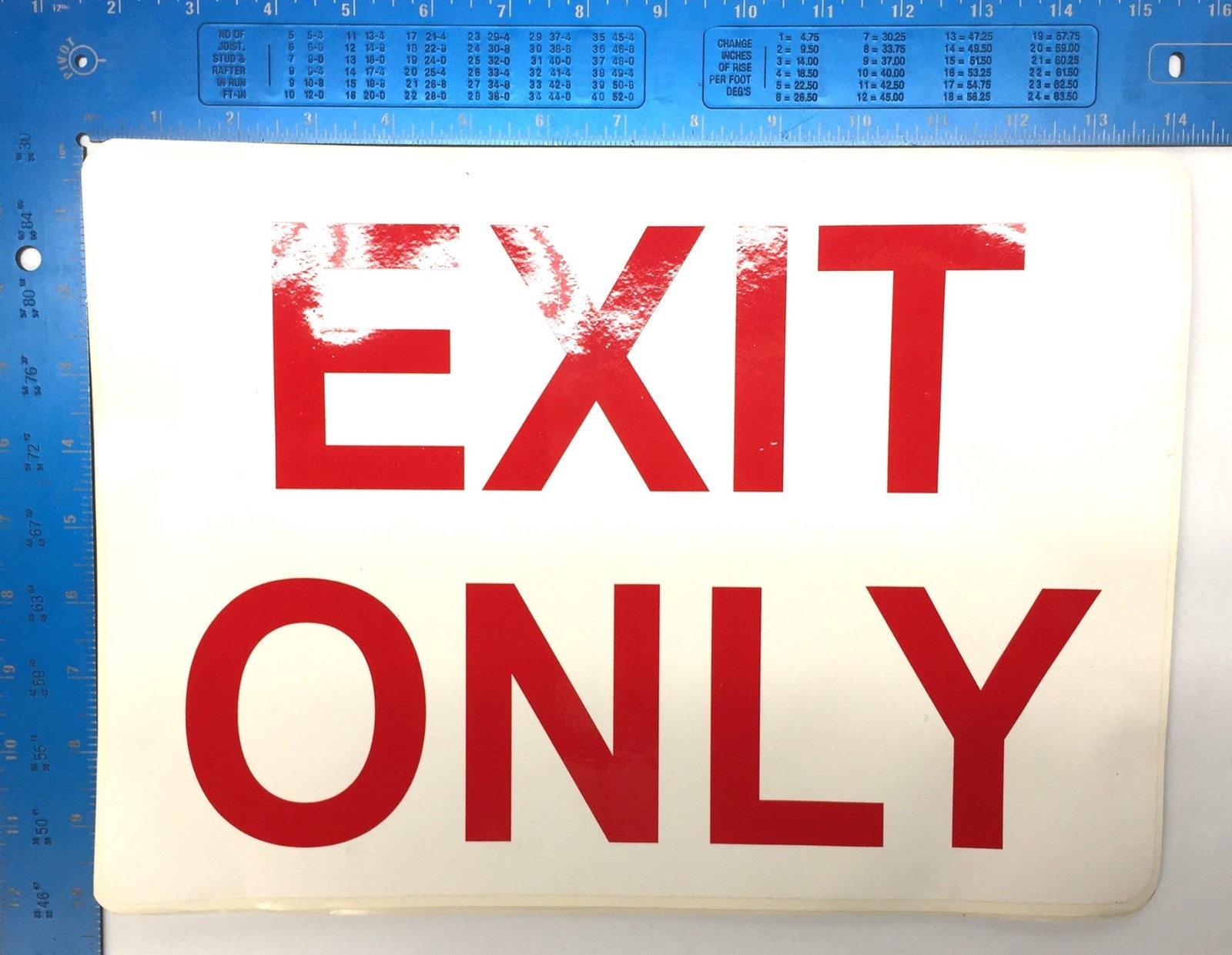 Unbranded 14&Prime;x10&Prime; &lsquo;Exit Only&rsquo; (7)/ &lsquo;To Exit&rsquo; (1) Adhesive Back Signage NOS
