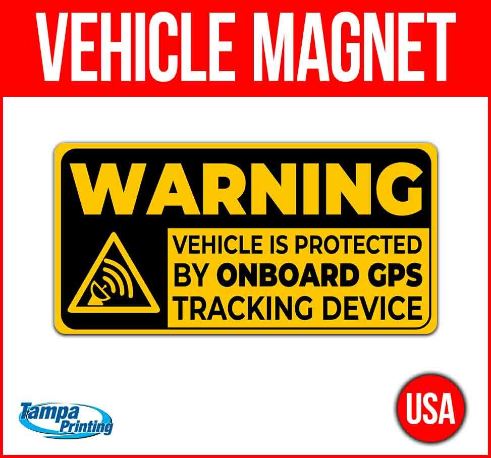 WARNING ON BOARD GPS PROTECTION Heavy Duty Vehicle Magnet Truck Car Decal Sign