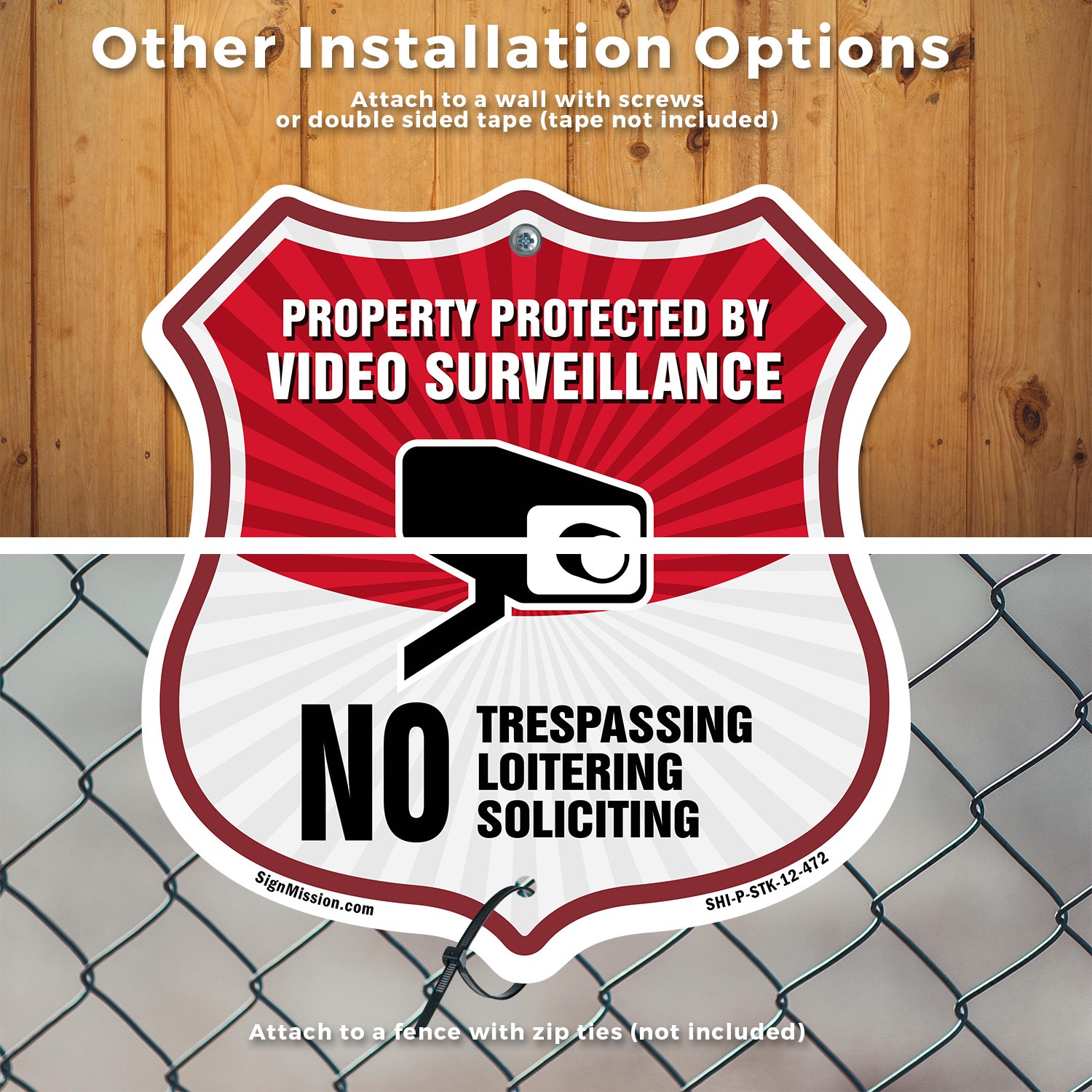 Video Surveillance Shield Sign Property Protected By Vid Shield Sign With Stake