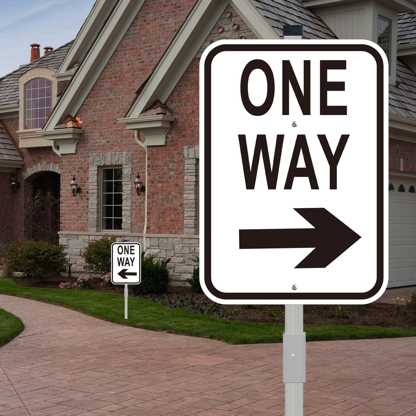 2Pack One Way Removable Arrow Signs with 36 Inch Metal Stake, 14×10 Inch Slow…