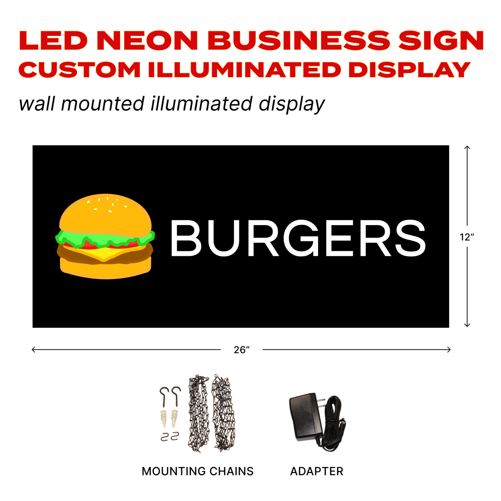 Pro-Lite **NEW** LED NANO SIGN – Burgers