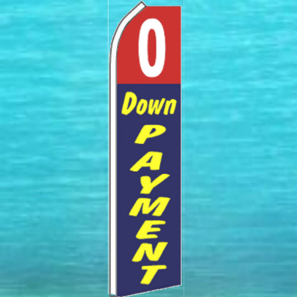 0 ZERO DOWN PAYMENT FLUTTER FLAG Used Cars Sign Feather Swooper Banner 1205