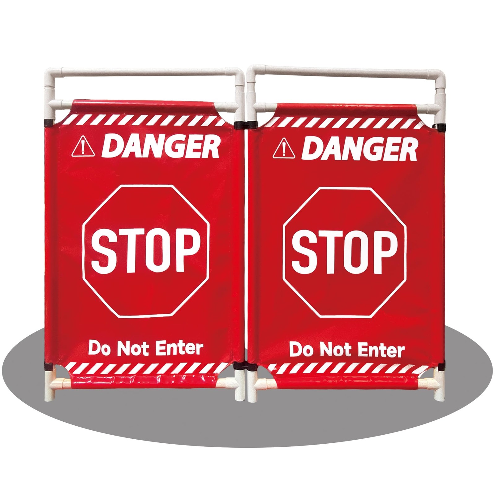 Safety Caution Barricade 2Panels Foldable Signs With PVC Tarp Removable Safet…
