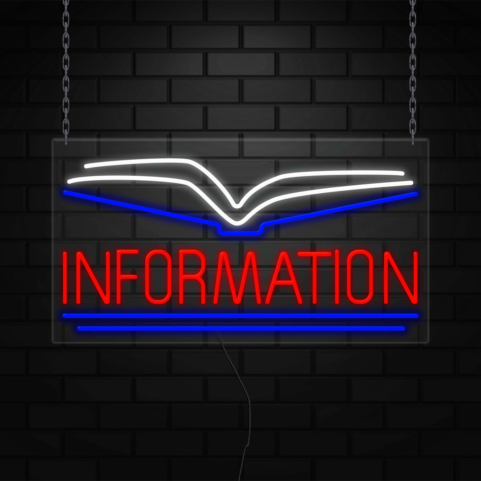 Information Neon Sign for Retail Displays | LED Flex Neon | 37&Prime;W x 20&Prime;H x 1&Prime;D
