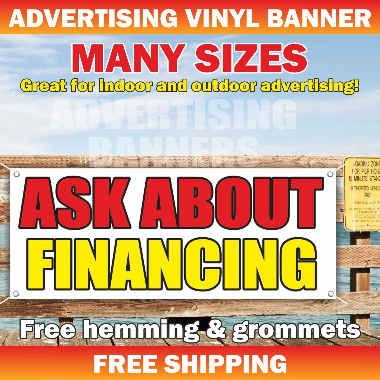 ASK ABOUT FINANCING Advertising Banner Vinyl Sign used cars auto sale pawn shop