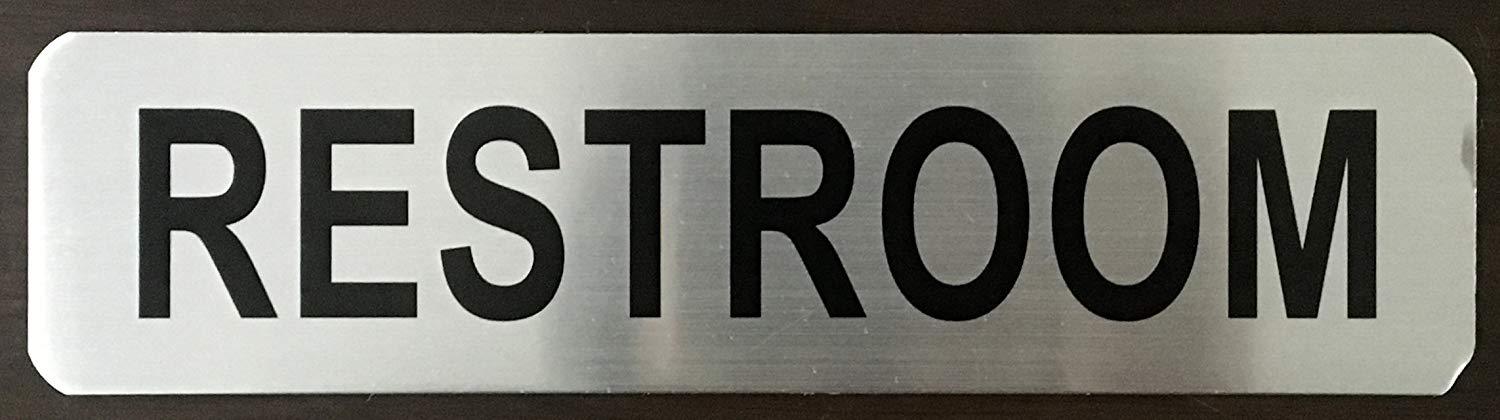 RESTROOM SIGN (BRUSHED ALUMINUM 2X8-HEAVY DUTY !!! )-The Mont …-REF24-1027