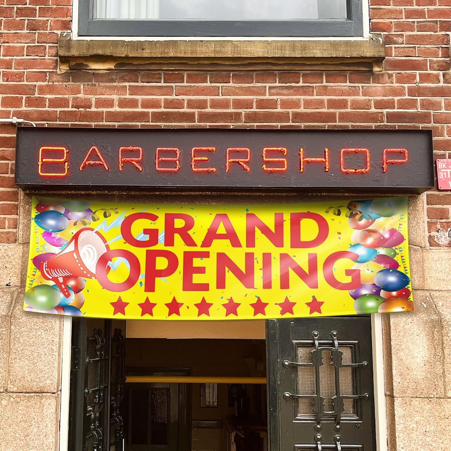Grand Opening Banner 3×10 ft Oxford Cloth Sign Plus Rope Shop Celebration Decor