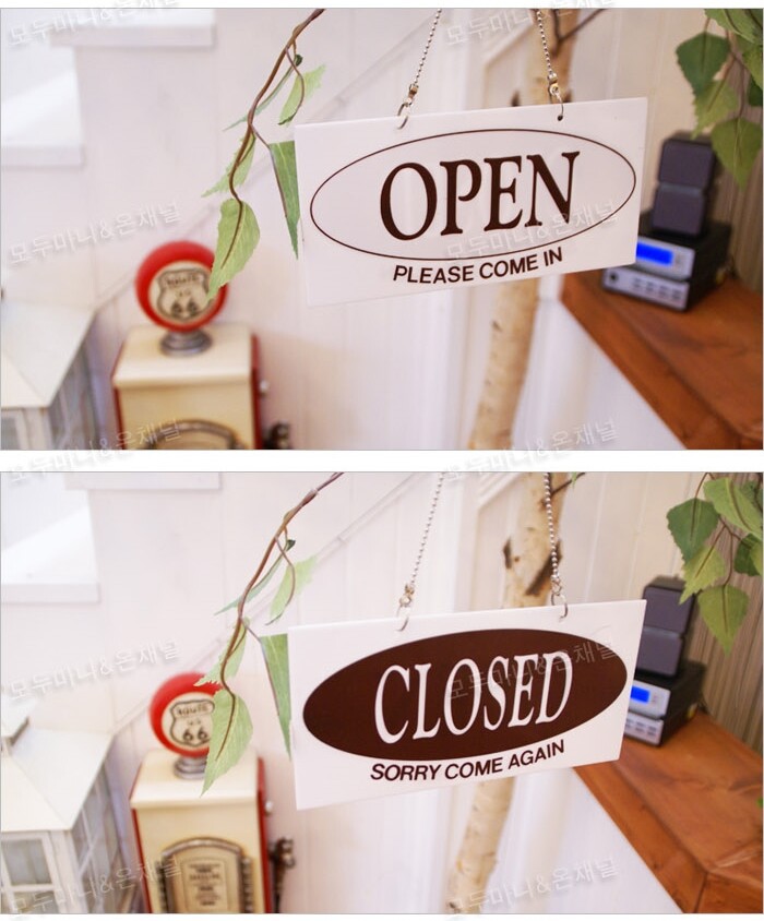 OPEN / CLOSED Signs For Double Sided Hangers Shop Sign Door Chic Business Office