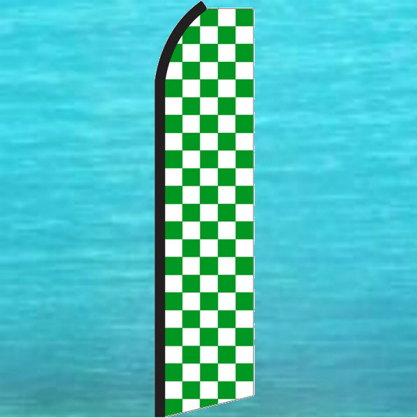 CHECKERED Green White Checker SWOOPER FLAG Flutter Feather Tall Sign Banner 1949