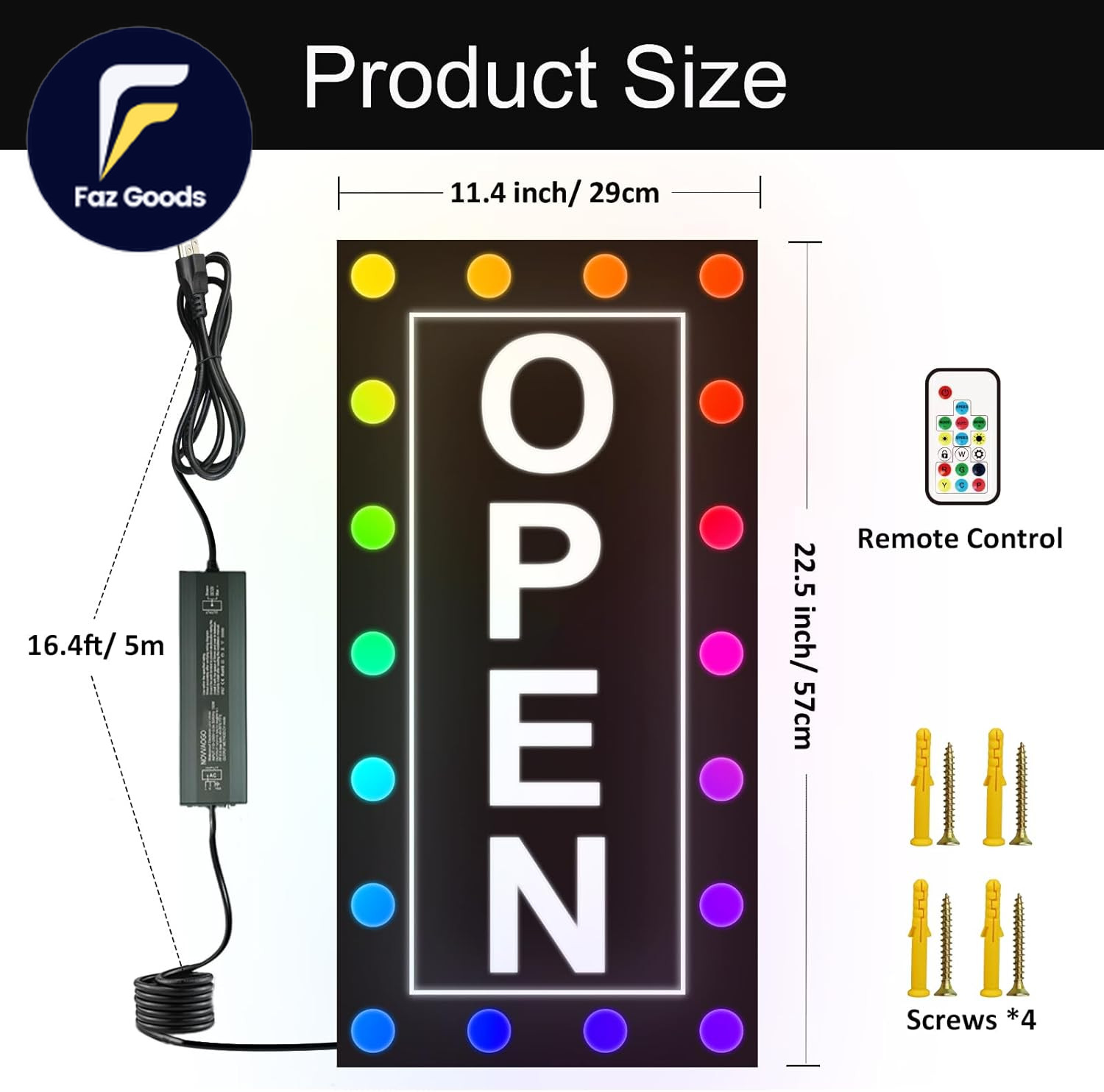 Outdoor Waterproof LED Open Sign for Business Ultra Bright Lighted Open Sign