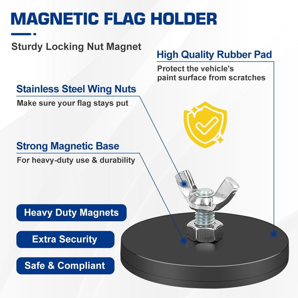 4Pcs Rubber Coated Heavy Duty Magnetic Flag Holder for Oversize Load Signs, S…