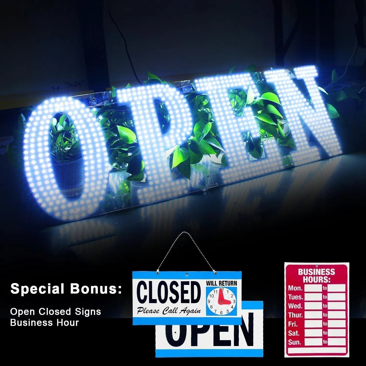 High Visibility 41&Prime;x15&Prime; Jumbo LED Open Sign – Built to Last Storefront Display