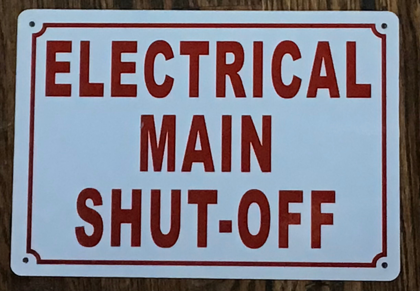 ELECTRICAL MAIN SHUT-OFF SIGN (7X10, WHITE, ALUMINUM)-REF24-1027