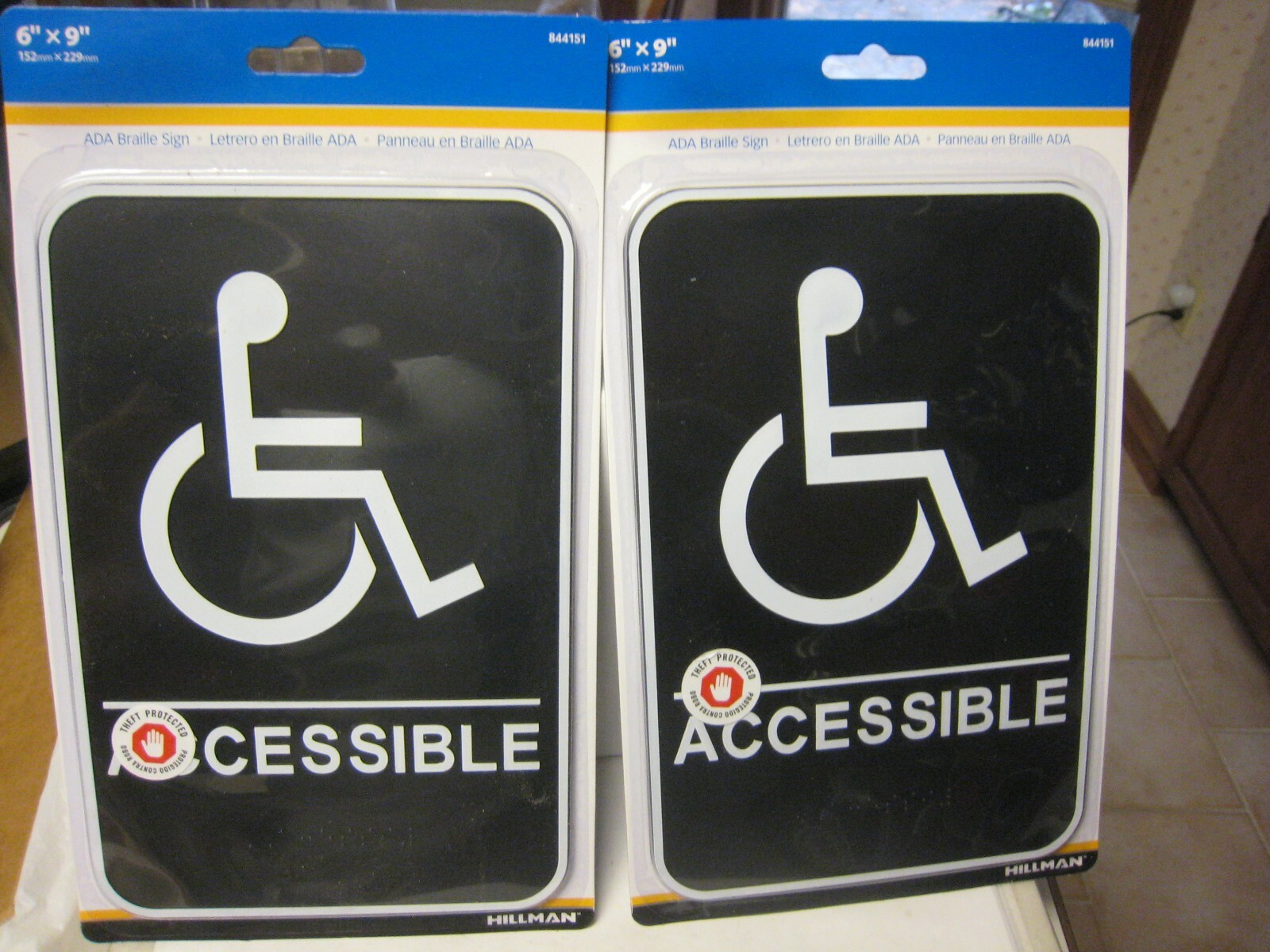 2 Hillman # 844151 6×9 handicap – ADA Braille Sign – Self-adhesive Plastic Sign