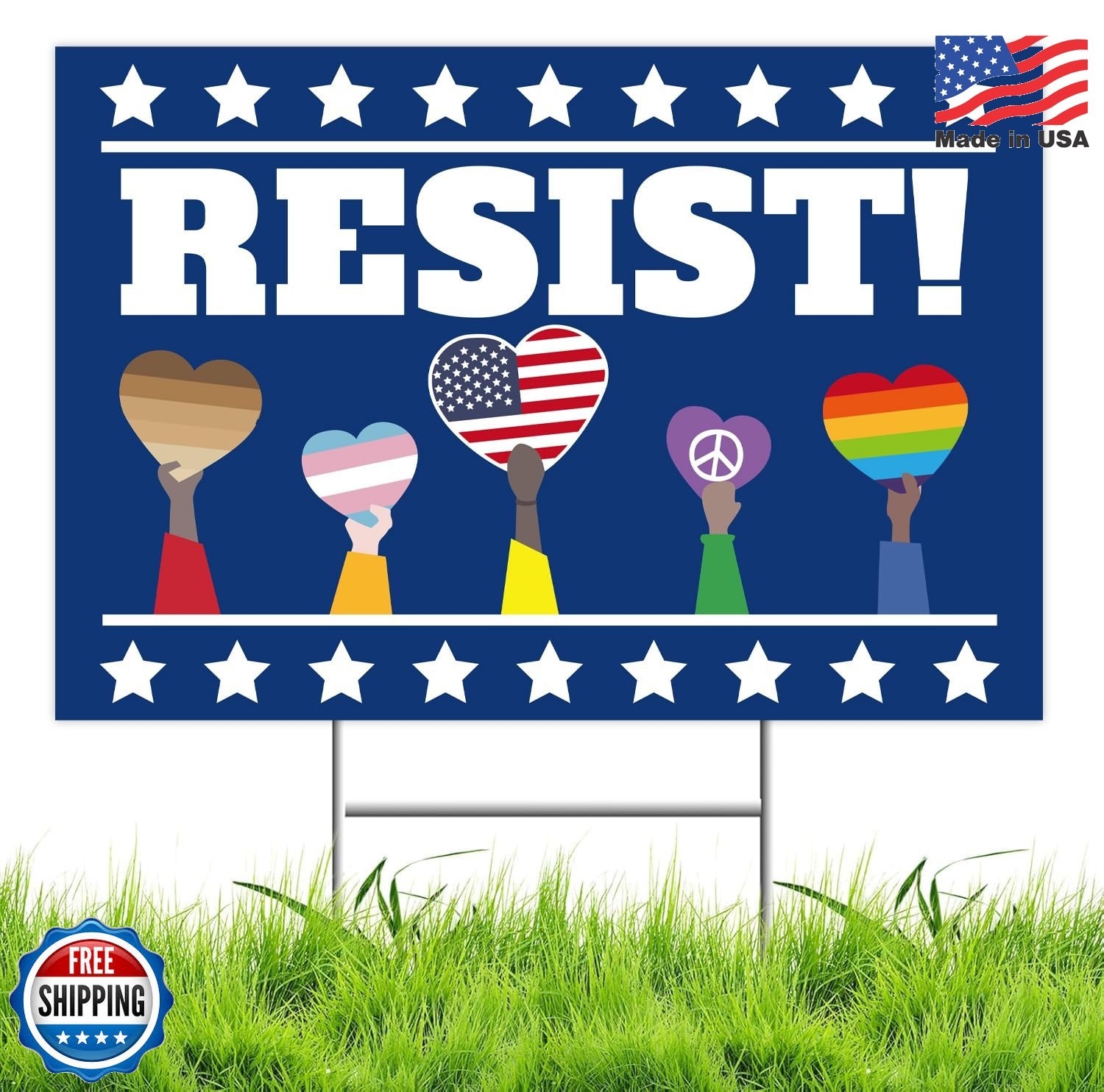 Resist! Sign Political Protest Yard Sign Save Democracy Yard Signs Double Sided