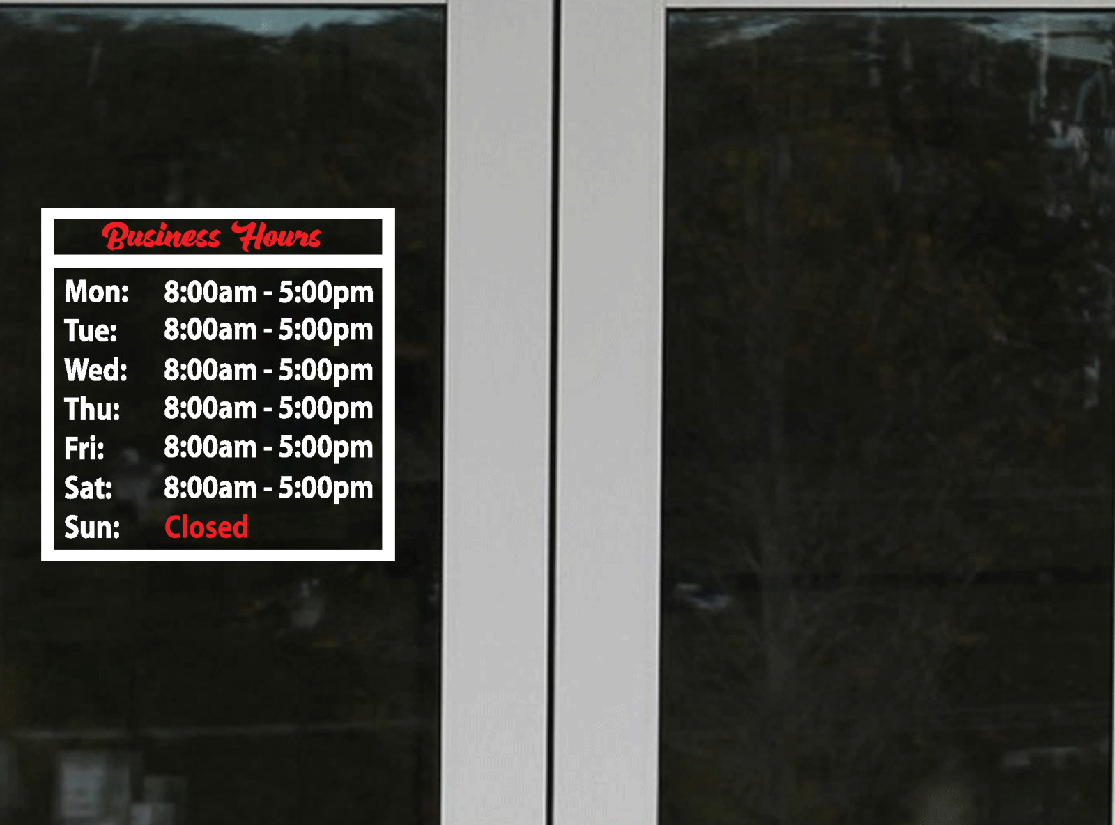 Custom Business Store Hours Sign Vinyl Decal Sticker door, window.