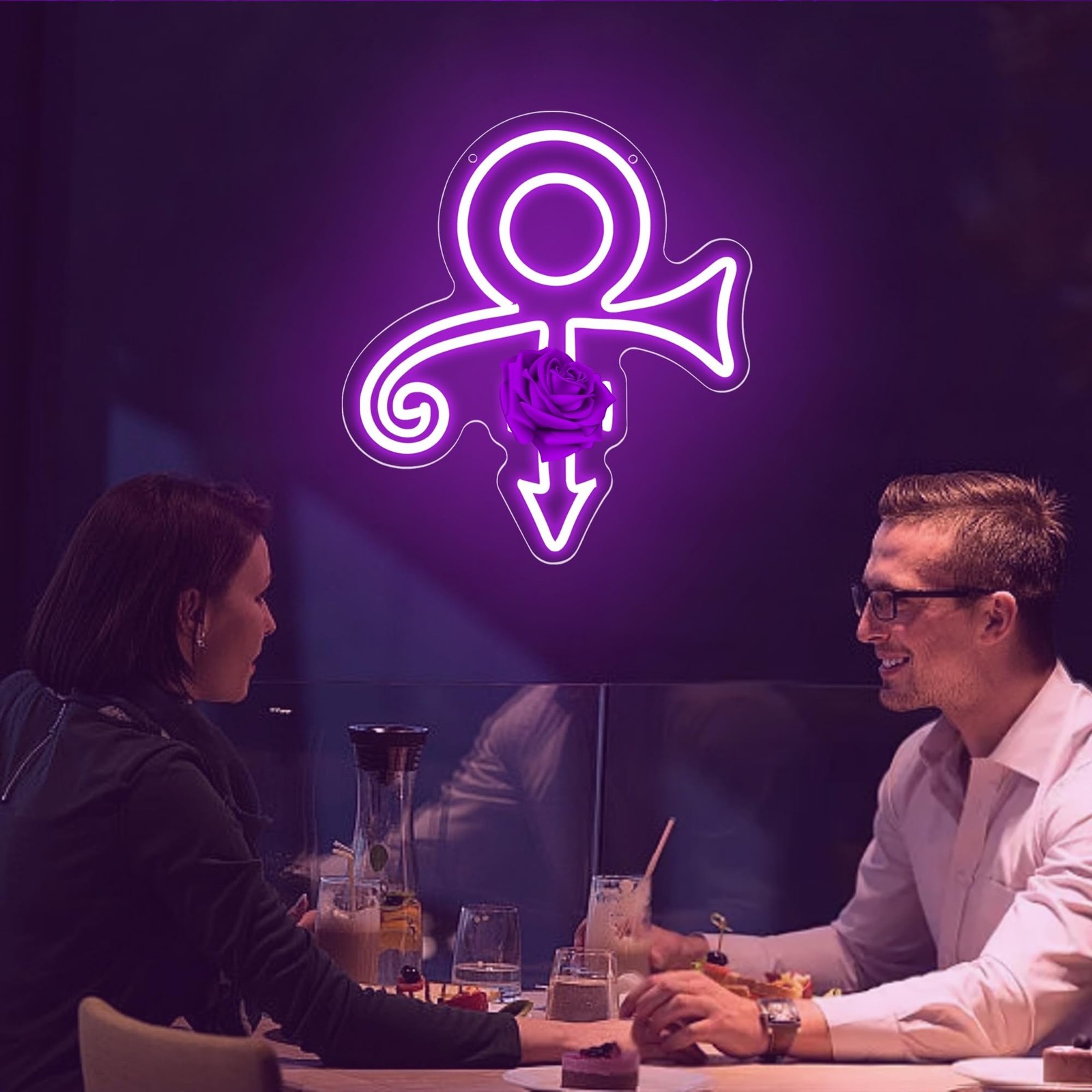 Prince Symbol Neon Sign for Wall Decor Purple Music LED Light Signs for Studi…