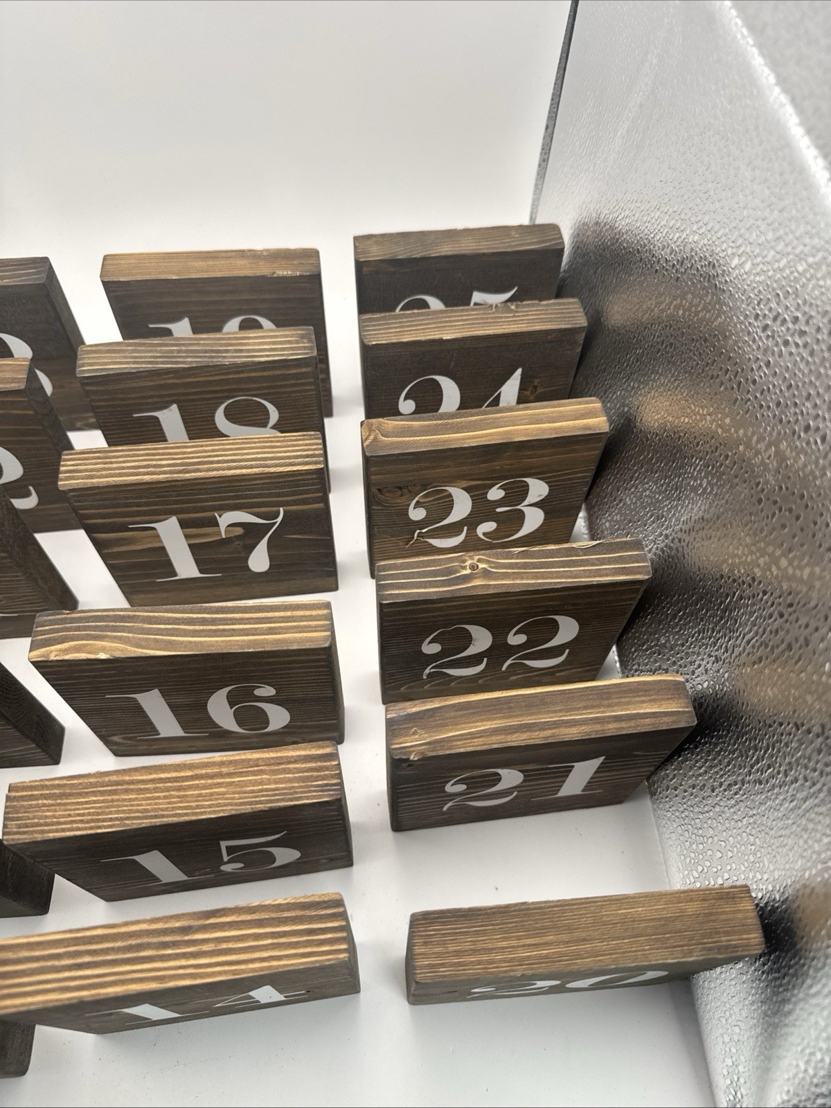24 Pieces Rustic Wooden Table Numbers 1-12 Double Sided Numbered 4”x4”