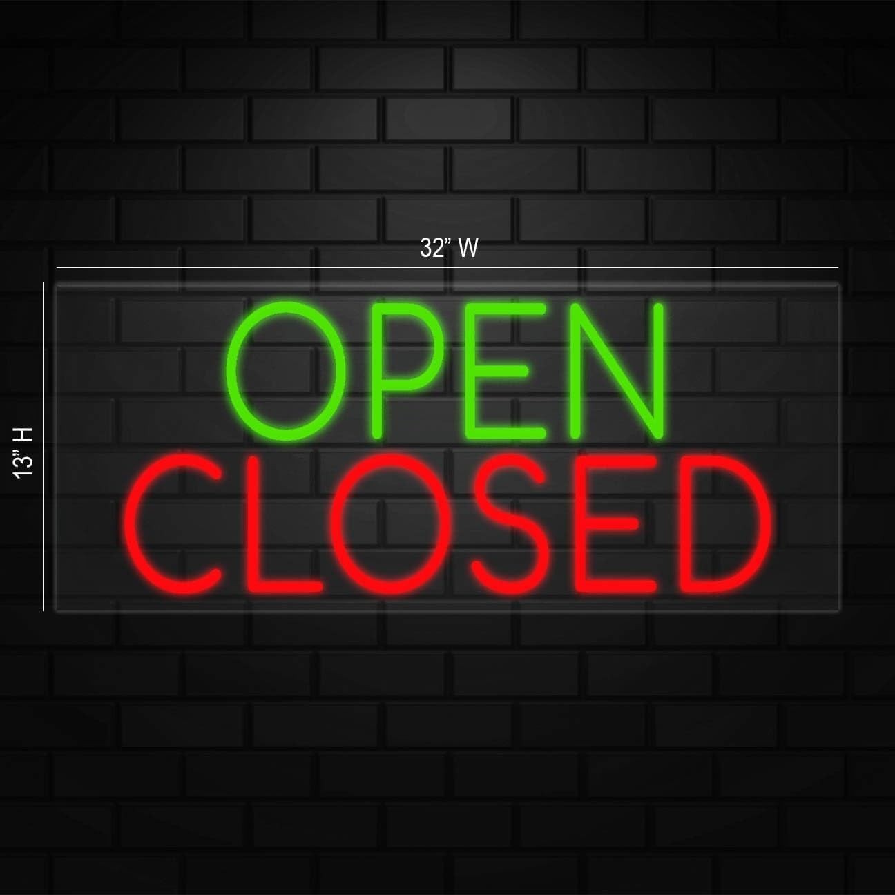 Open Closed Sign for Business Displays | LED Flex Neon | 32&Prime;W x 13&Prime;H x 1&Prime;D