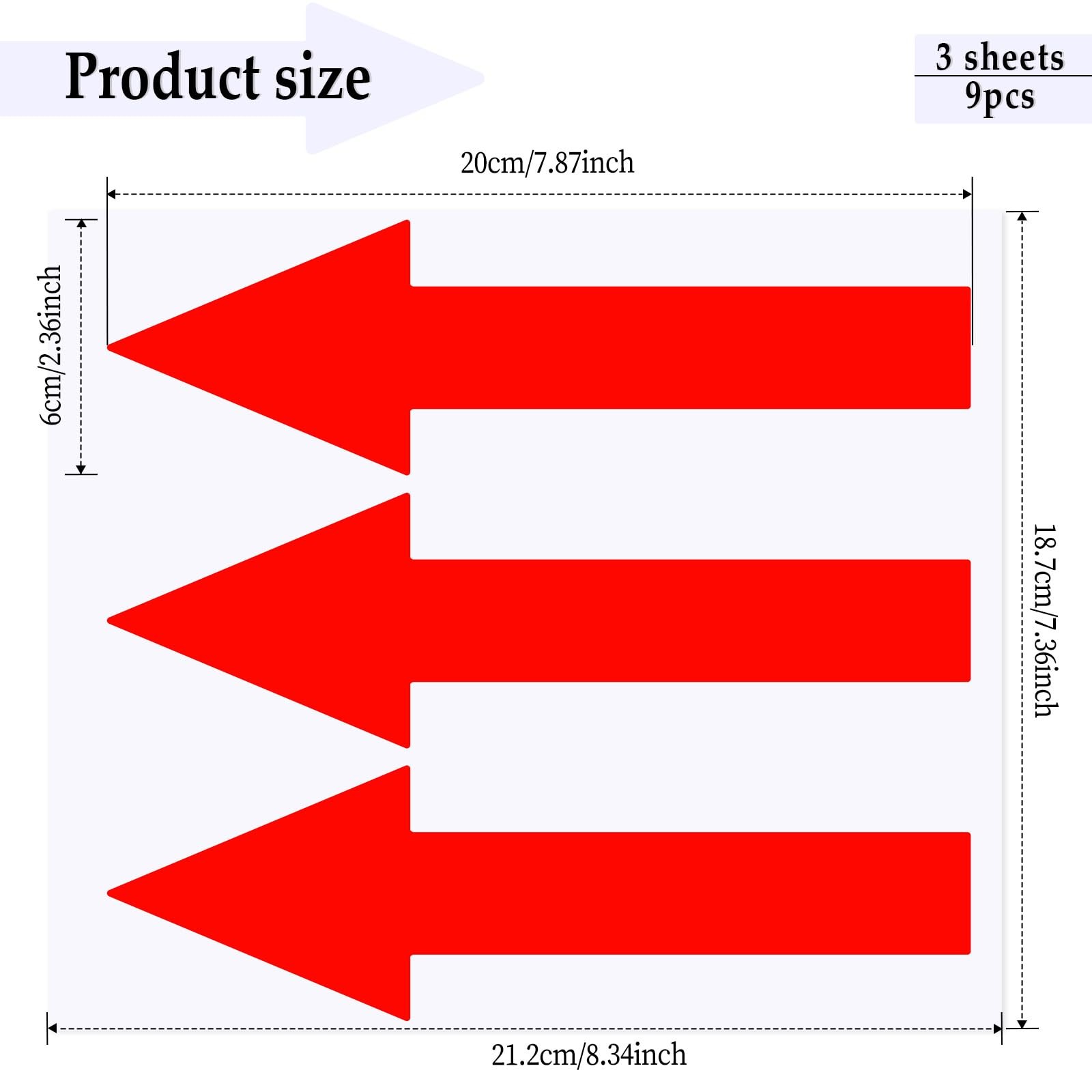 9 Pcs Red Arrow Stickers for Signs Directional Sign Arrows Decals Adhesive Ar…