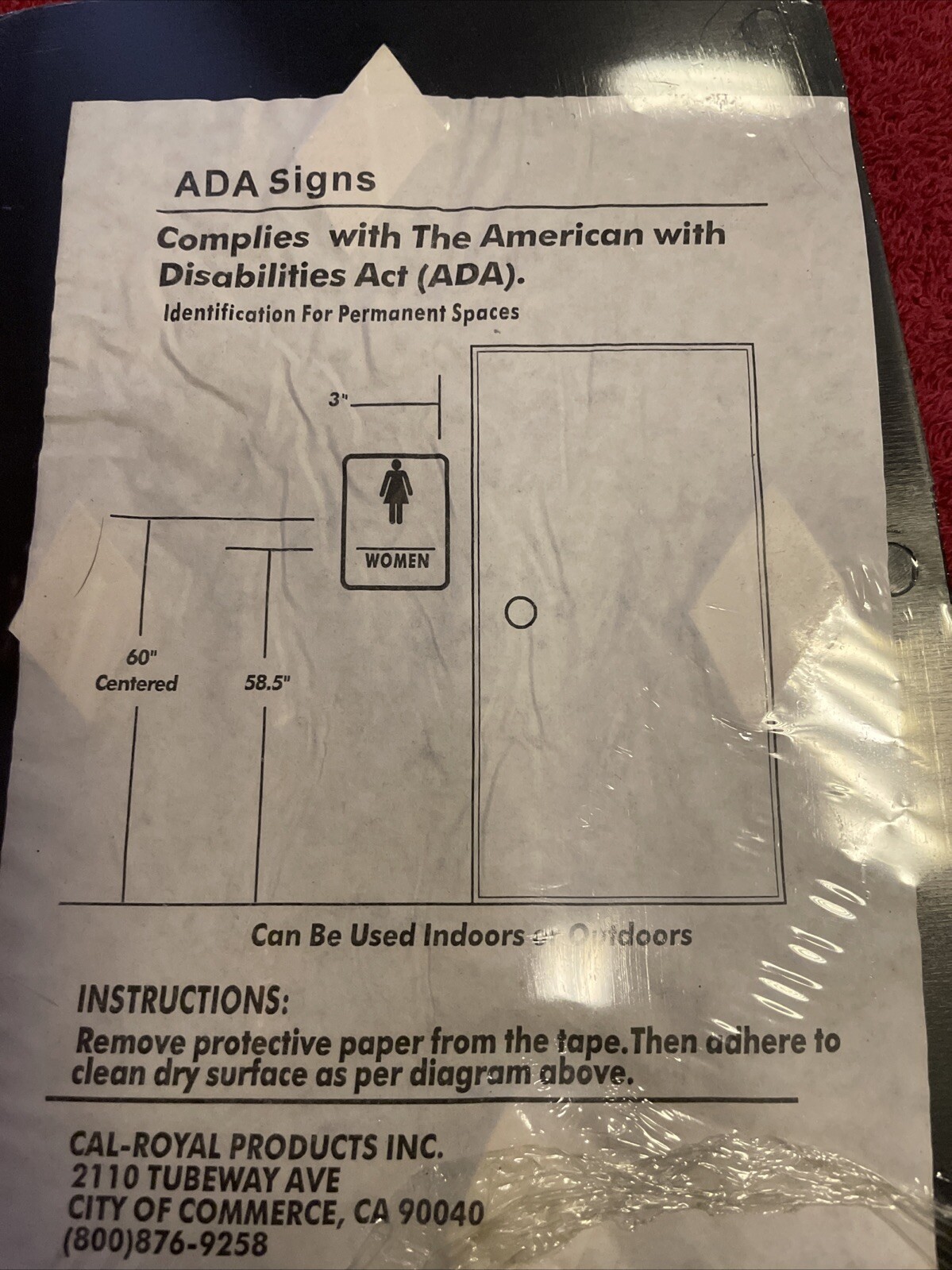 NEW Womens Restroom ADA Sign Handicap Braille Restaurant Business 9”x6” Bathroom