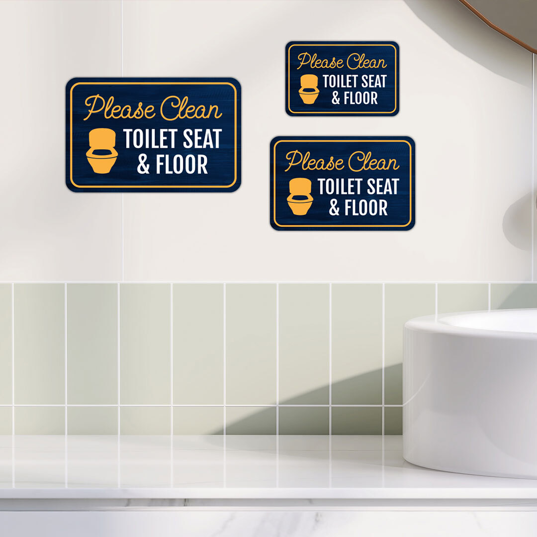 Classic Framed Plus Please Clean Toilet Seat & Floor Wall or Door Sign