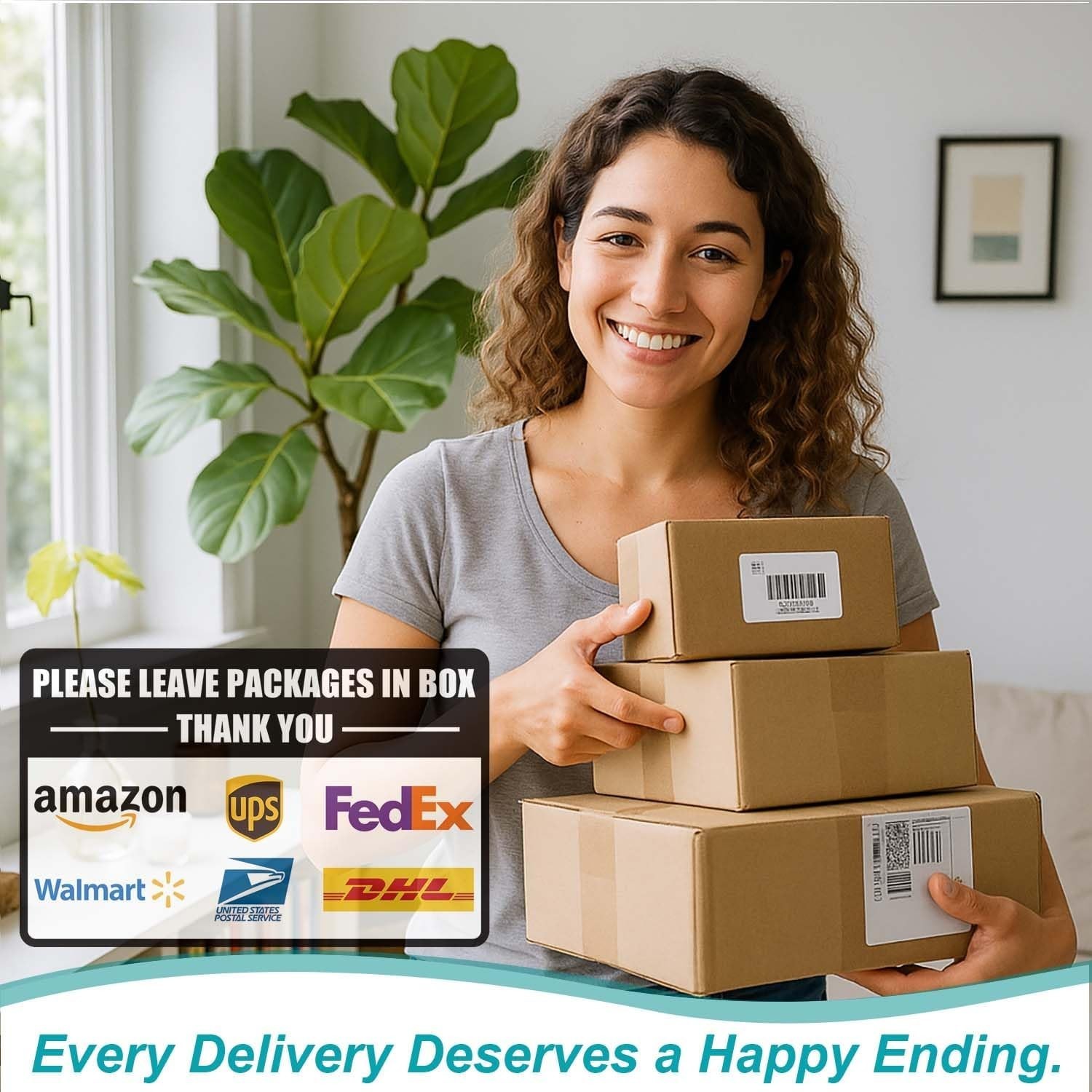 2 Pack Delivery Signs for Packages – 11 X 7 Inches Vinyl Self-Adhesive Stickers