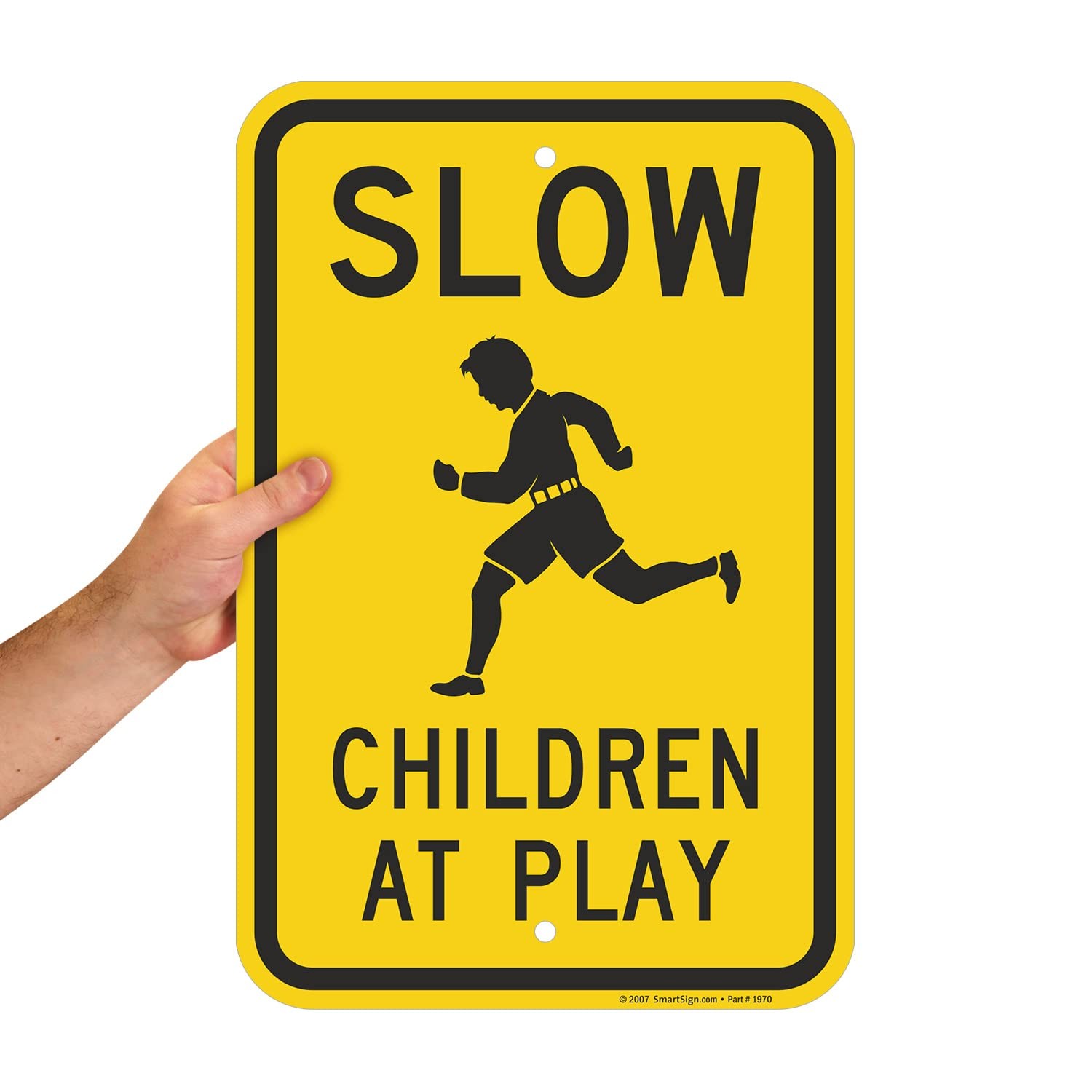 SmartSign 18 x 12 inch “Slow – Children At Play” Metal Sign, Screen Printed, 63
