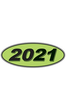 SSWBasics Oval Windshield Year Stickers – Black/Green – 2021 – Pack of 12